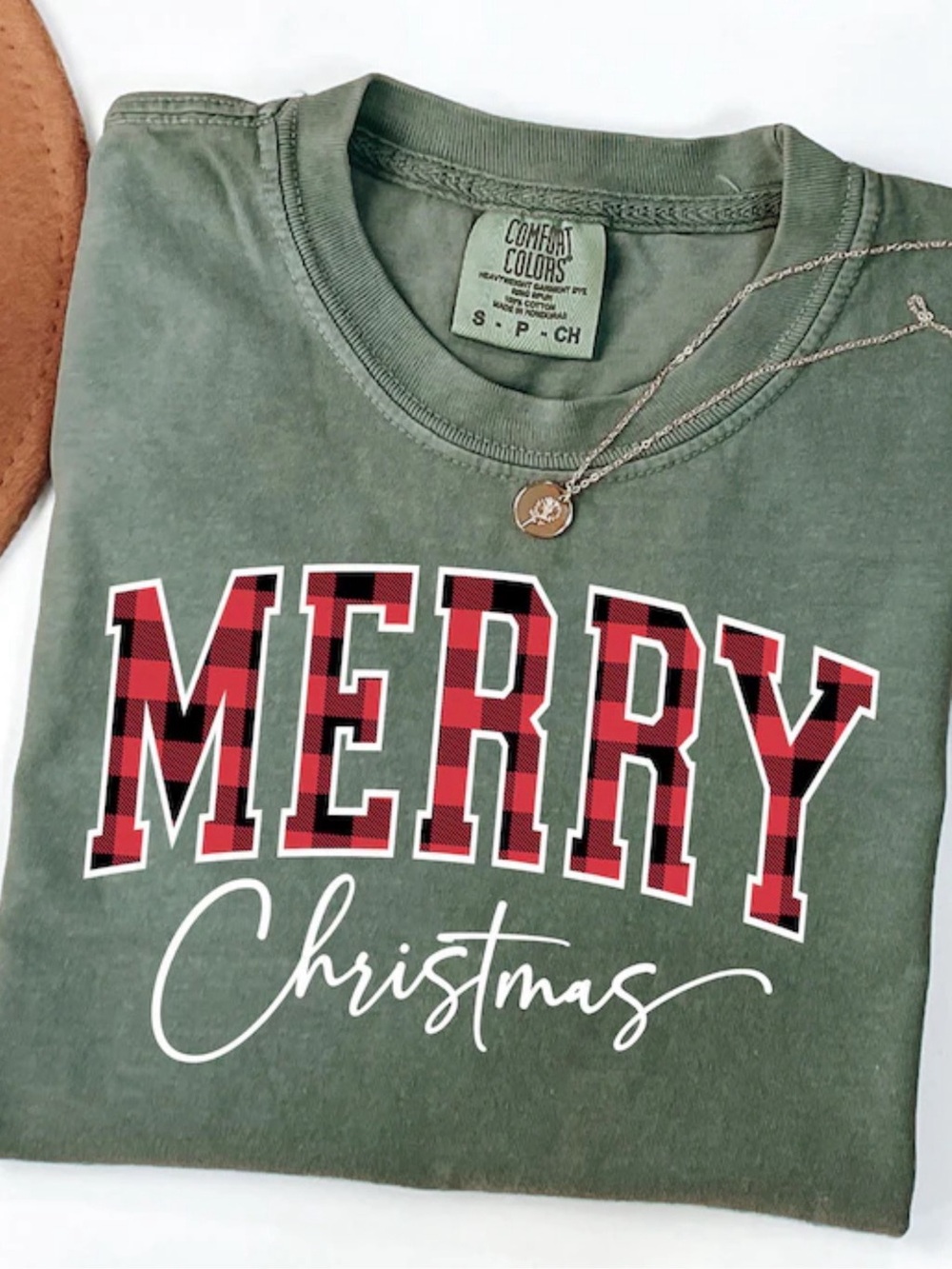 Comfort Colors Moss Merry Christmas graphic Tee